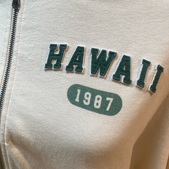 Cream Hoodie with Shades of Green Hawaii Logos - Picture 4 of 6